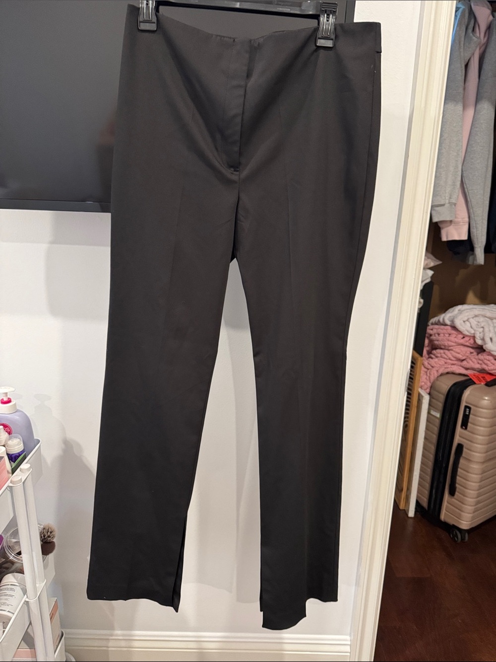 Dressy Zara Black Straight-Leg SZ L ,Tailored zip front New No Tag